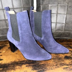 Antonio De Faria Débora Leather Blue Suede Ankle Boots Bootied sz 38